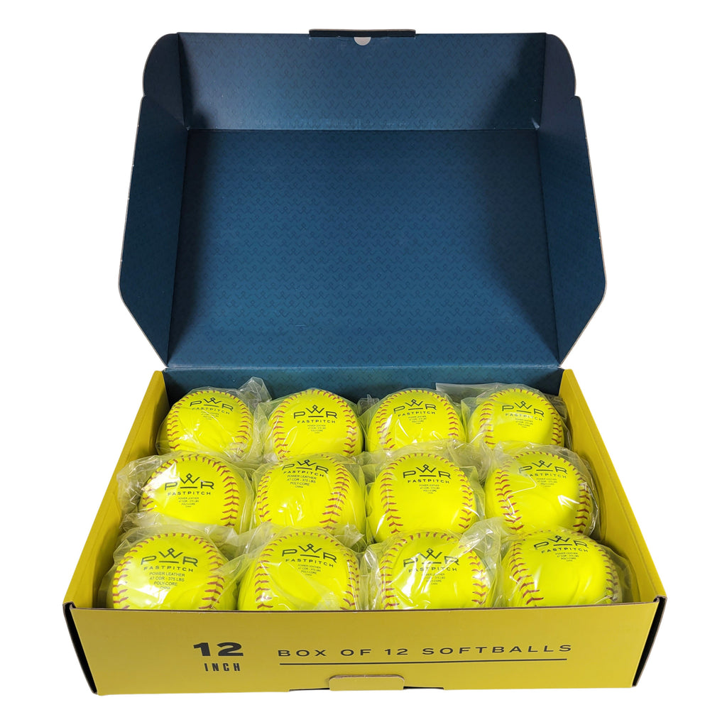 PWR 12" Leather Poly-Core Softball - .375 LBS .47 COR (DOZEN)